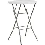 Flash Furniture 32" Round Granite White Plastic Bar Height Folding Table