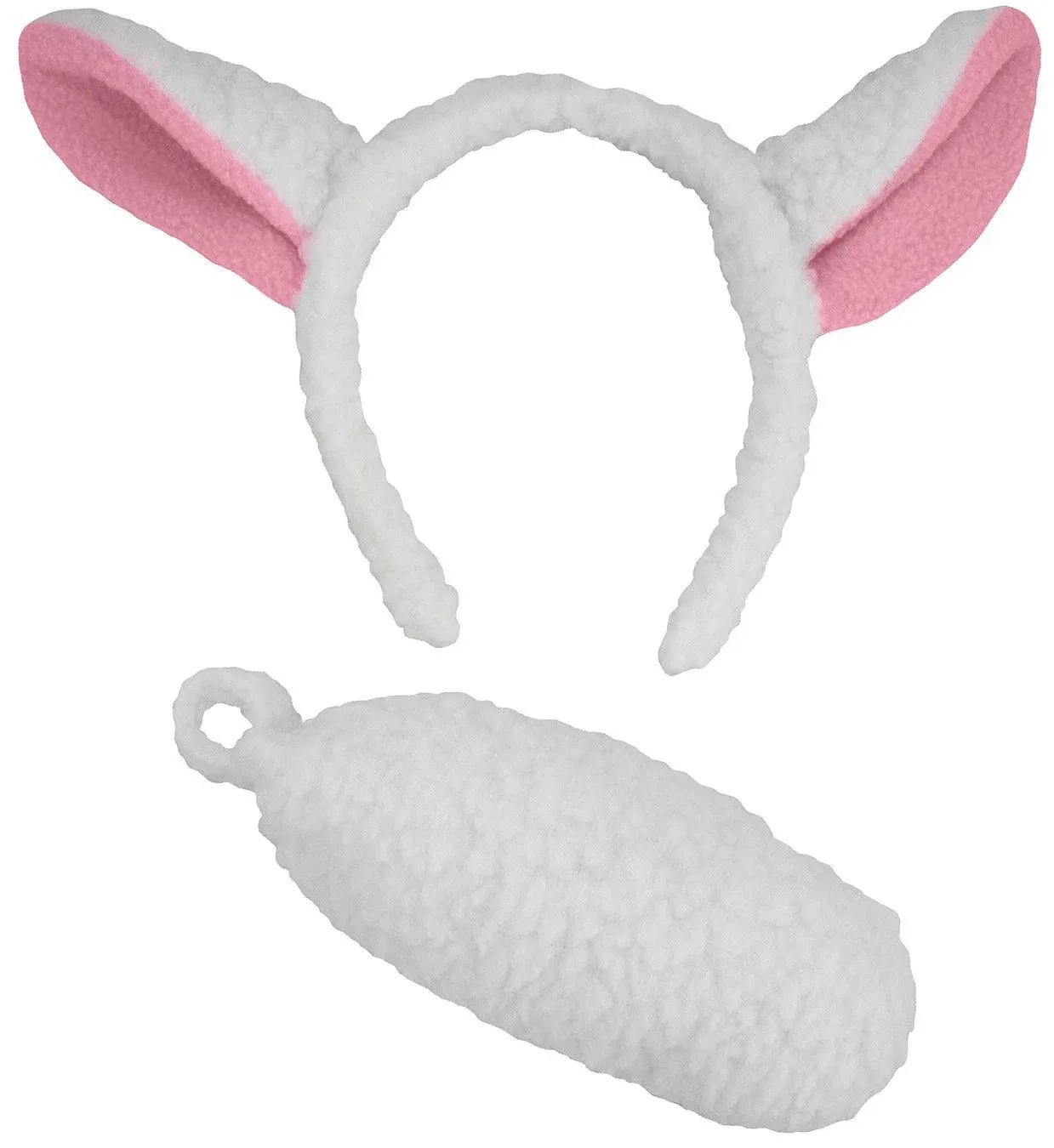 Nicky Bigs Novelties Unisex Plush Lamb Ears Headband and Tail Accessory Set