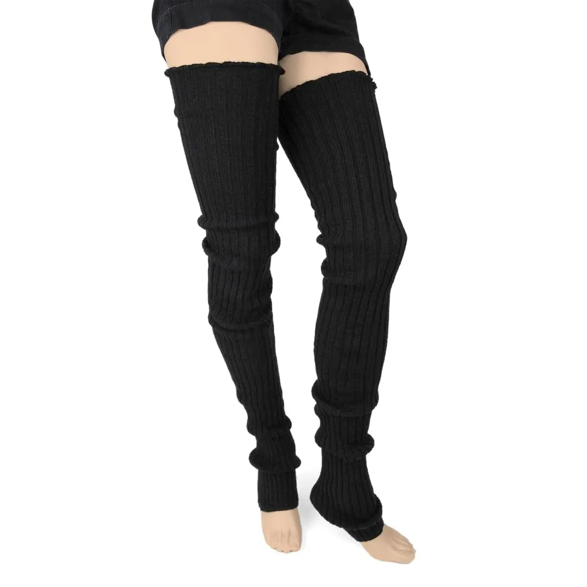 Foot Traffic Women's Cable-Knit Leg Warmers, Acrylic/Nylon Knee- and Thigh-High Socks for Women, Super Long, Peacock