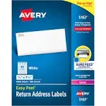 Avery Easy Peel Return Address Labels, Permanent Adhesive, 1/2" x 1-3/4", 8,000 Labels (5167)