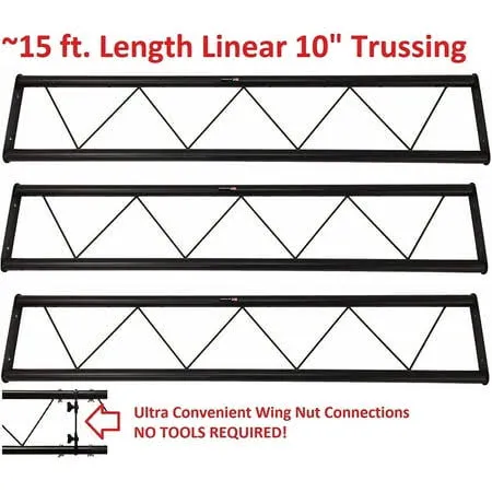 15 Ft. Length Linear Black Metal Lighting Trussing Truss Extension 1.5&#034; Tubing