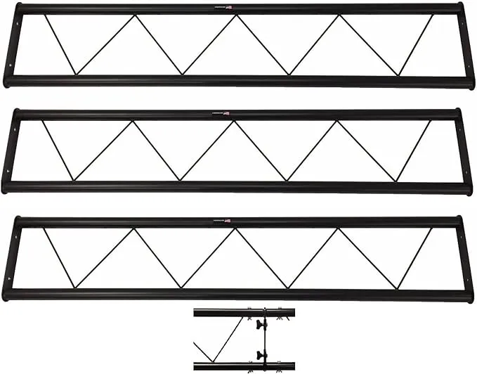 15 Ft. Length Linear Black Metal Lighting Trussing Truss Extension 1.5" Tubing. Includes Three 4.92 ft. Aluminum Linear Truss Sections!