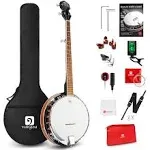 5 String Banjo Remo Head Closed Solid Back Beginner Kit Tuner Strap Pick Up Strings Picks Bag