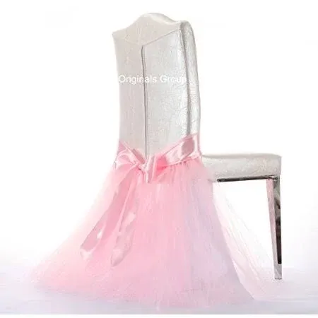 Originals Group Tulle Chair Tutu Skirt with Sash Bow Chair Covers for Wedding ...