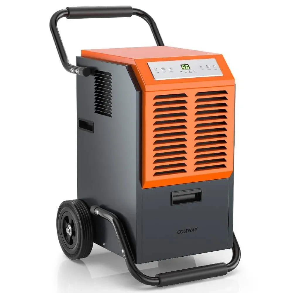 Costway Portable Commercial Dehumidifier with Water Tank and Drainage Pipe