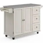 Dolly Madison White Kitchen Cart with Stainless Top