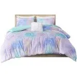 Intelligent Design - Cassiopeia Watercolor Tie Dye Printed Comforter Set with Throw Pillow - Full/Queen - Lavender