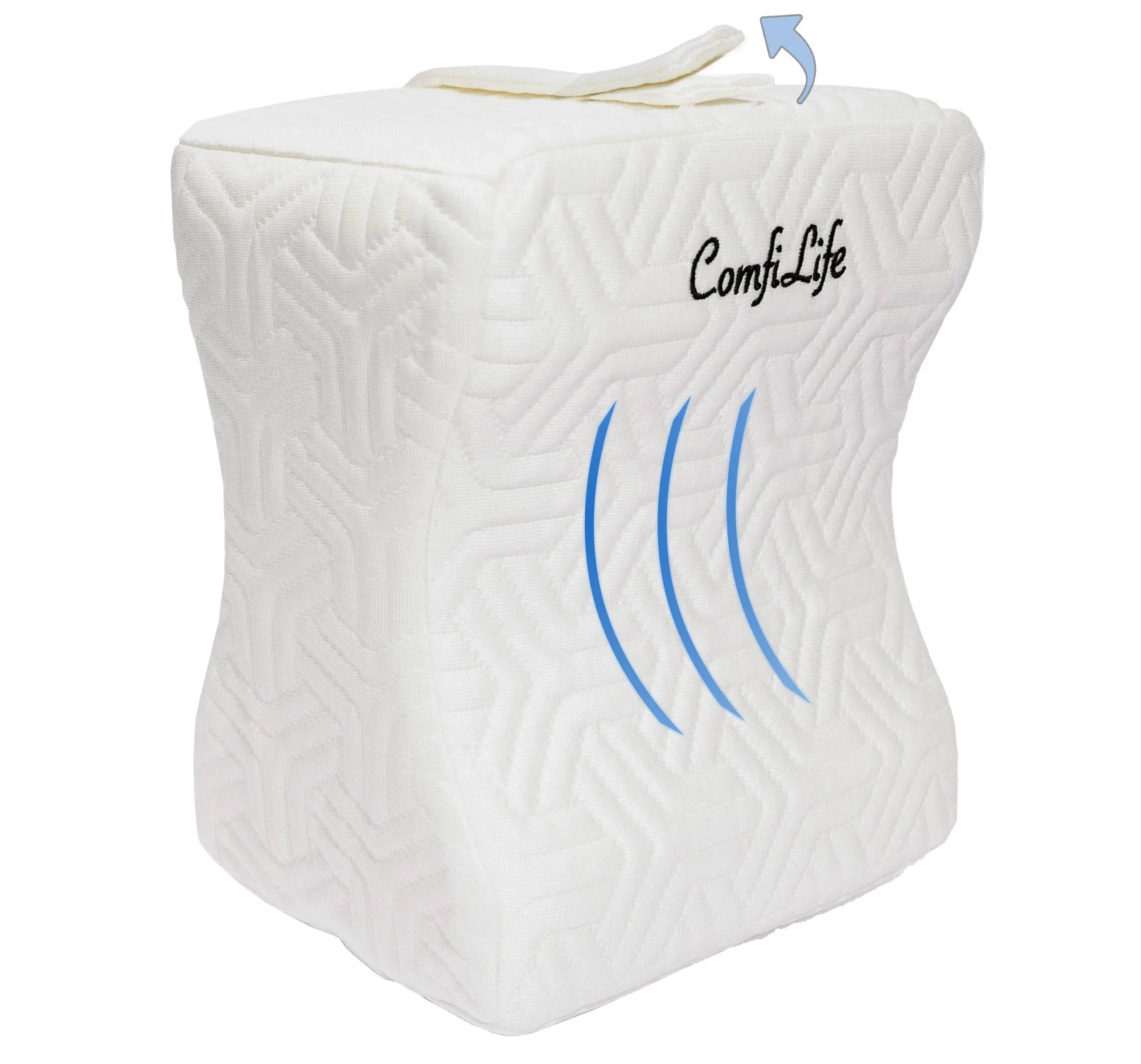 ComfiLife Knee Pillow for Side Sleepers – Firm Support Cooling Memory White 