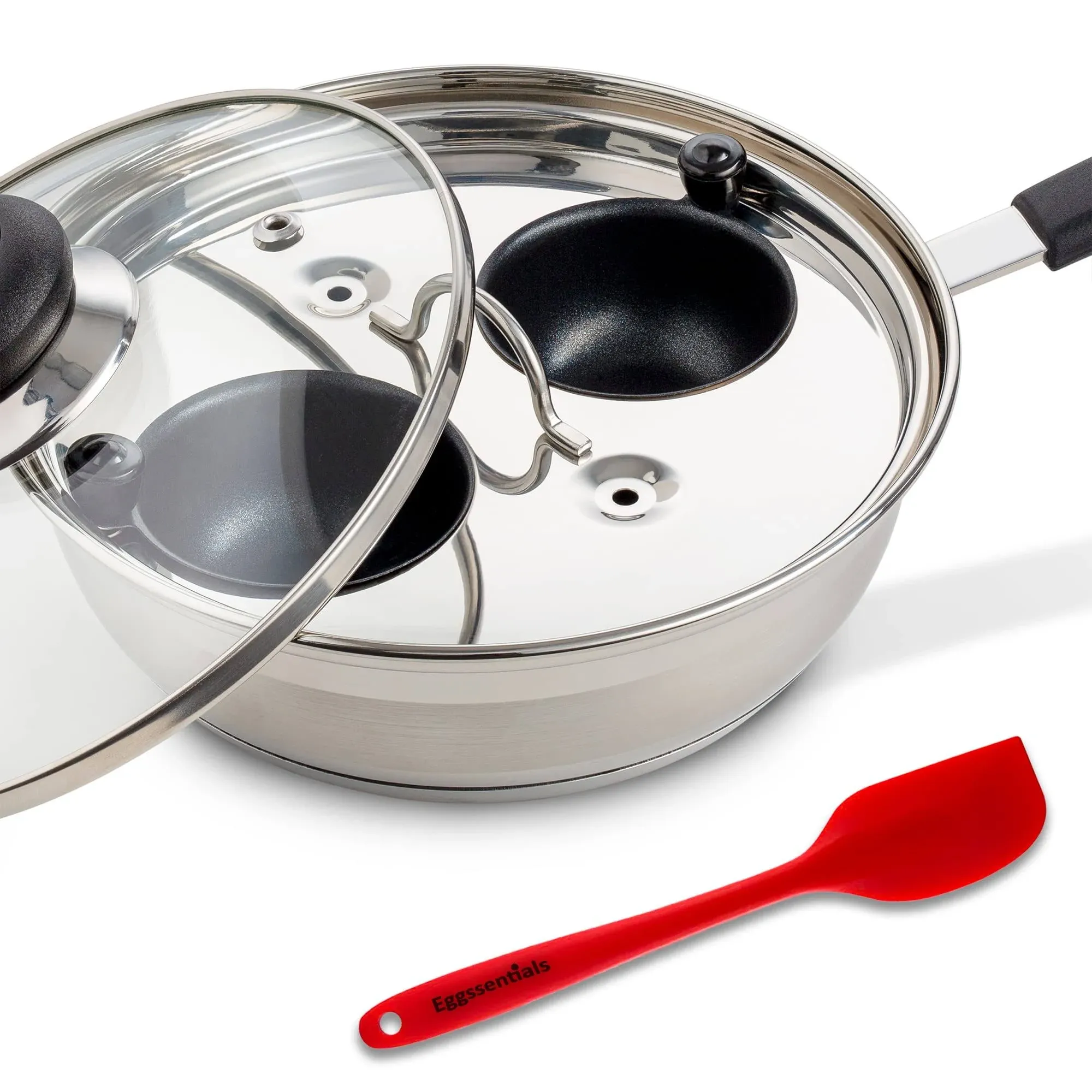 Eggssentials Egg Poacher Pan Nonstick Coating - Poached Egg Cooker, Stainless ...