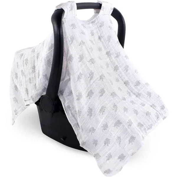  Unisex Baby Muslin Car Seat Canopy, Elephant, One Size 