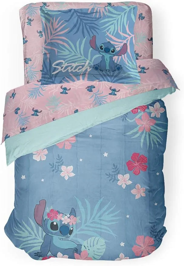 Jay Franco Disney Lilo & Stitch Paradise Dream Full Comforter & Sham Set - Super Soft Kids Reversible Bedding - Fade Resistant Microfiber (Official Disney Product)