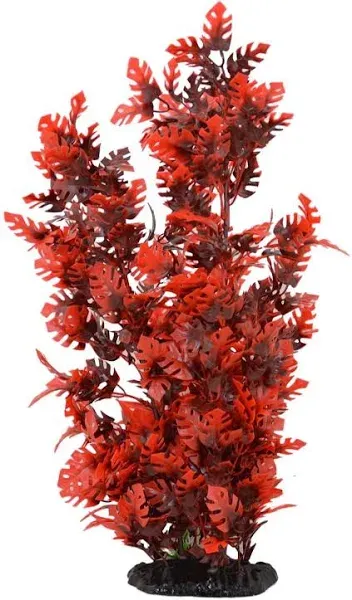 CNZ Aquarium Decor Fish Tank Decoration Ornament Artificial Plastic Plant Red, 15-inch