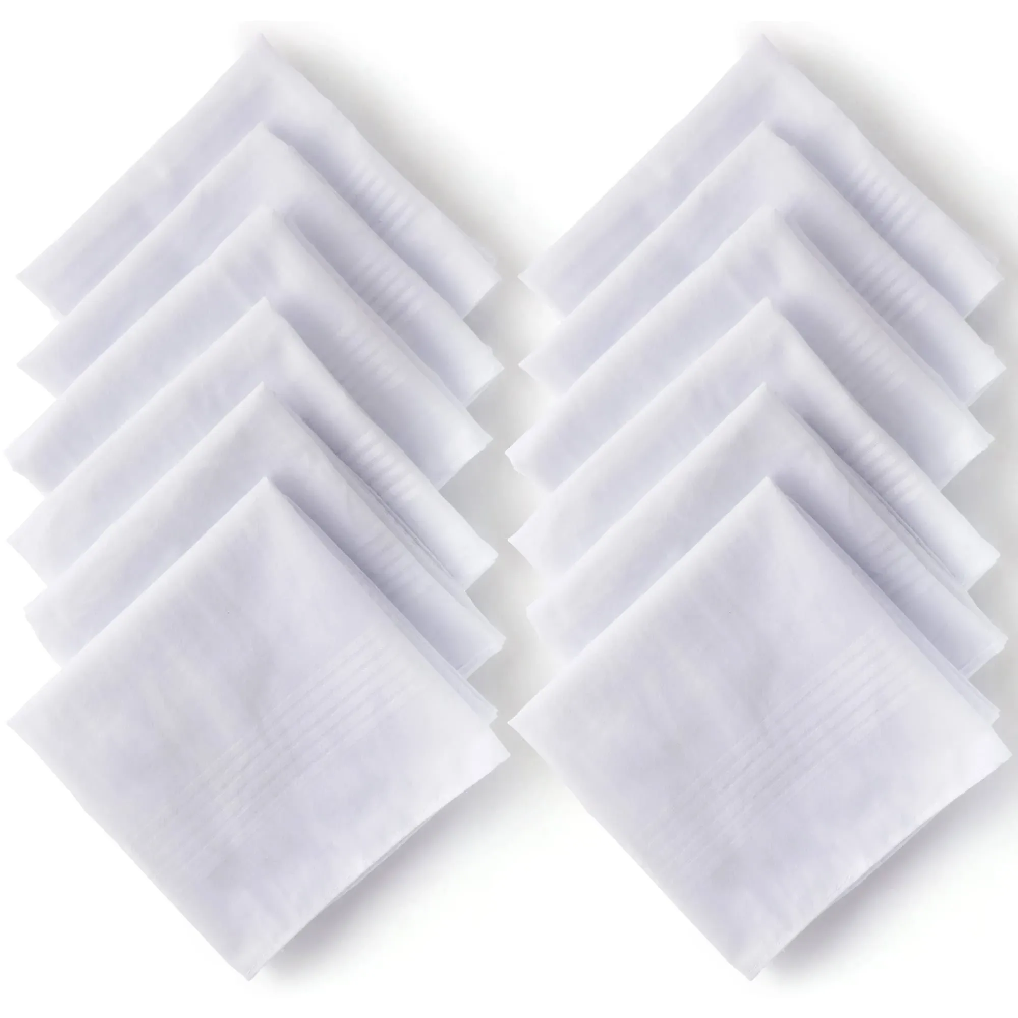 Landisun Men's Handkerchiefs Soft White Pure Cotton Hanky