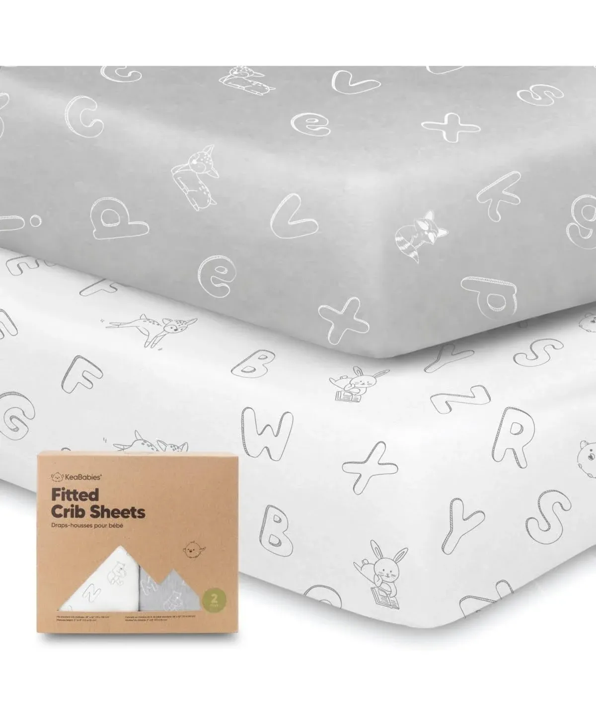 KeaBabies Soothe Fitted Crib Sheet ABC Land Cloud