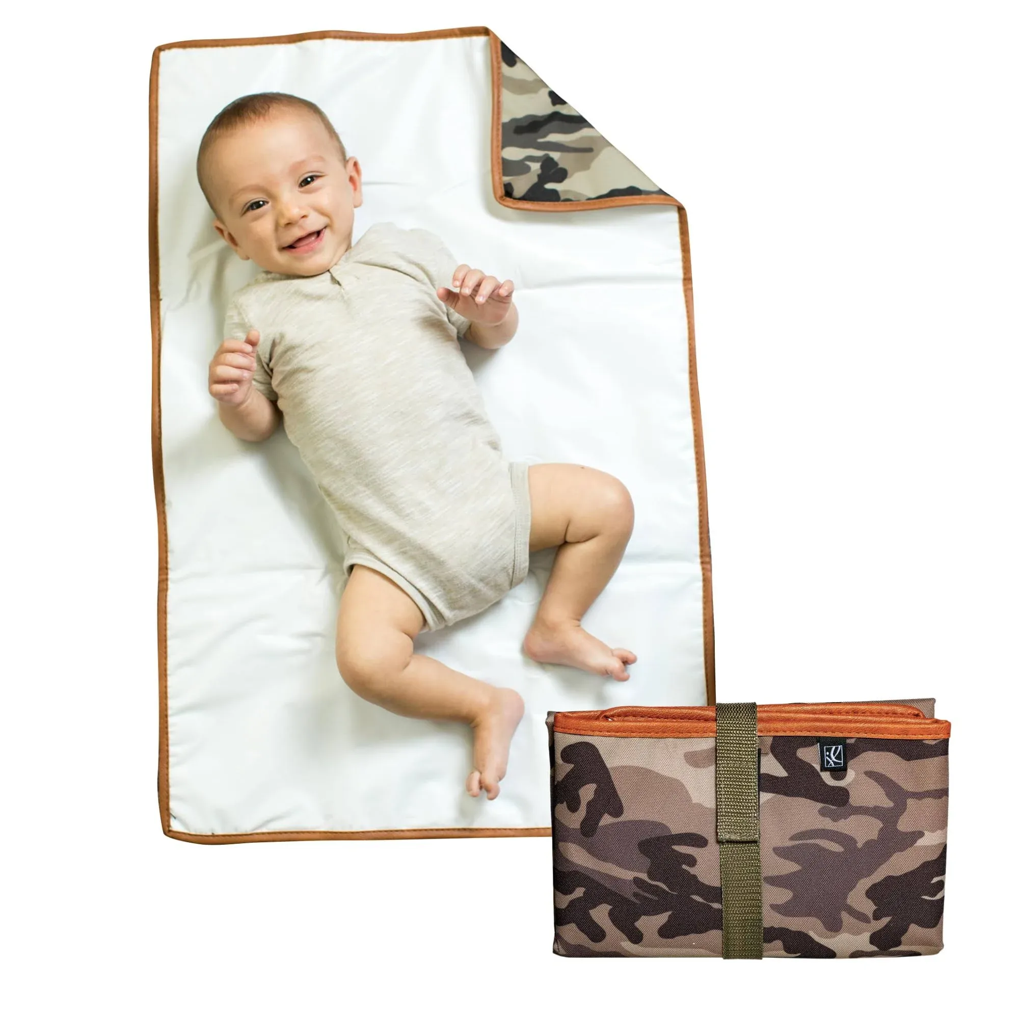 J.L. Childress Full Body Portable Changing Pad - Baby Diaper Changing Pad for Travel - Padded, Waterproof, Foldable - Extra-Large 19" x 30" - Camoflauge