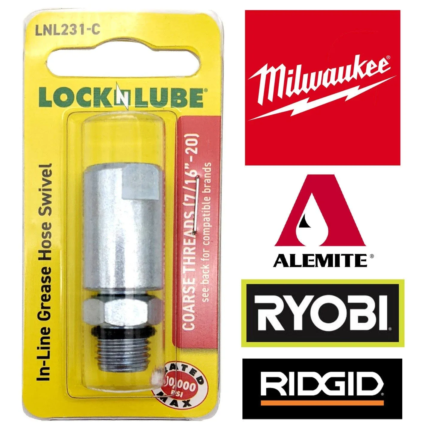 LockNLube Grease Hose Swivel - 10,000 PSI