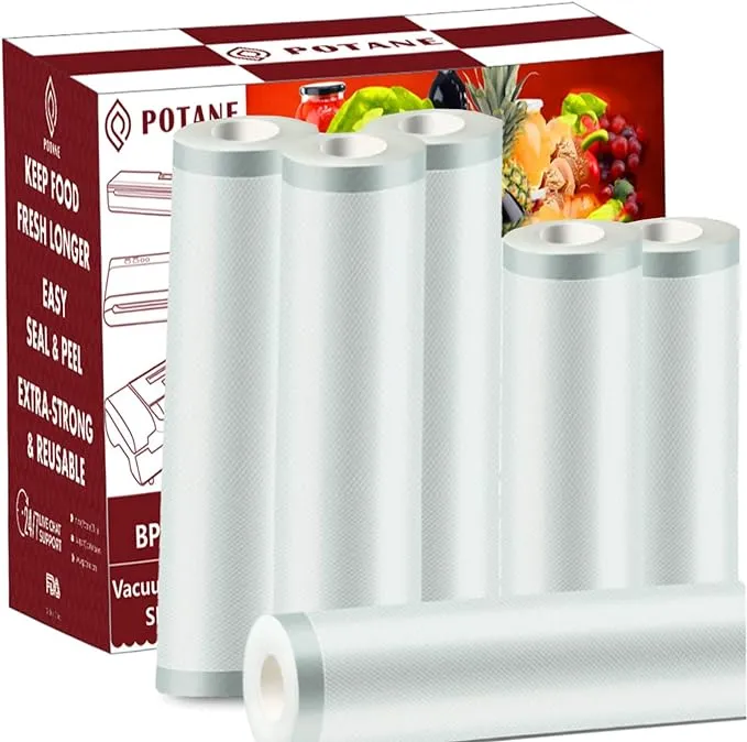 6 Pack 11"x20'(3Rolls) and 8"x20' (3Rolls)Thickened Vacuum Sealer Bags , Smell-Proof, Puncture Prevention, Heavy duty for POTANE, Food Saver, Great for Vacuum storage,Meal Prep or Sous Vide