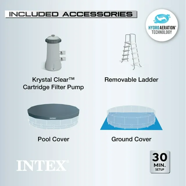 INTEX Prism Frame 20ft x 52in Above Ground Swimming Pool Set w/ Pump