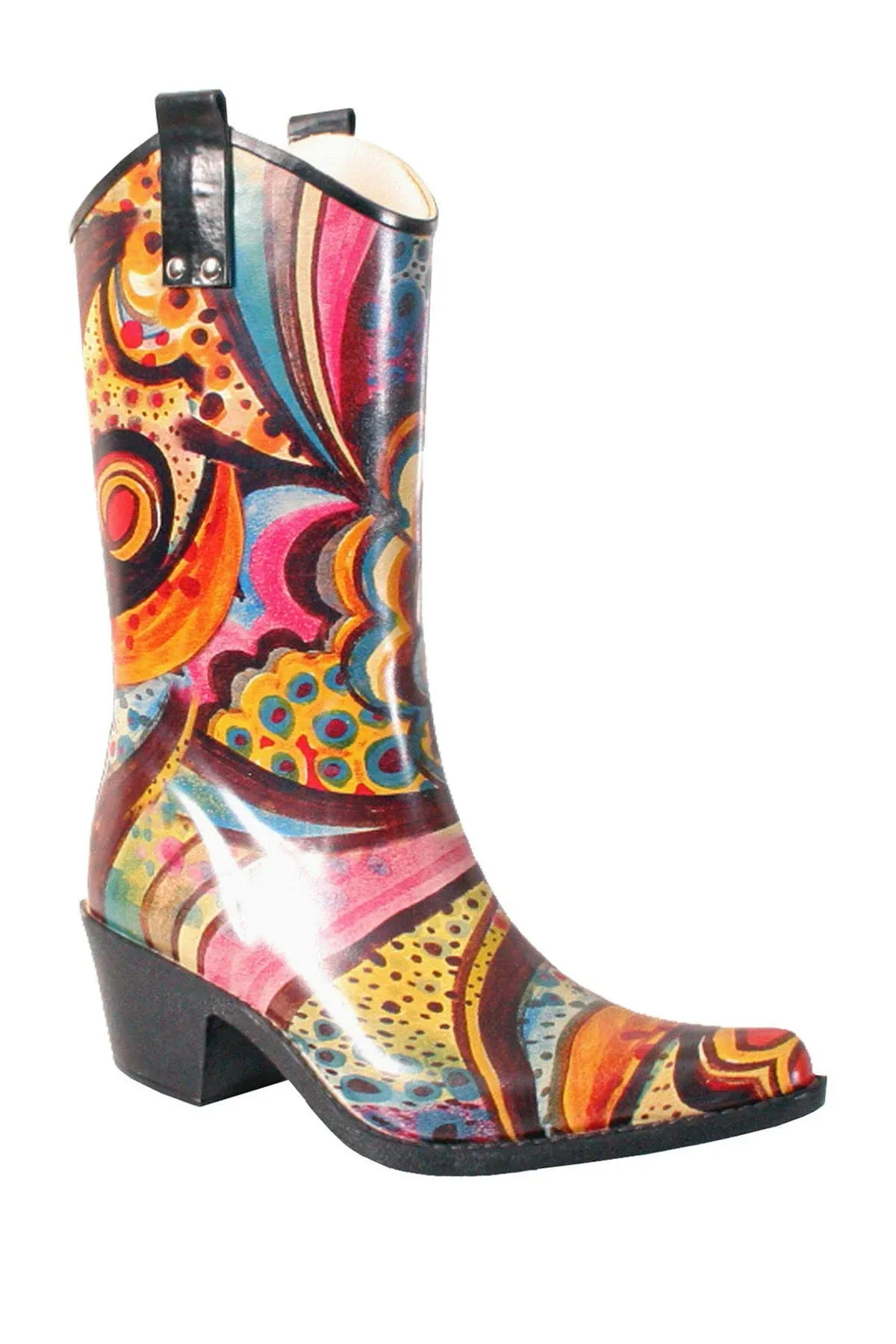 Yippy Cowboy Waterproof Rain Boot In Turquoise Monet