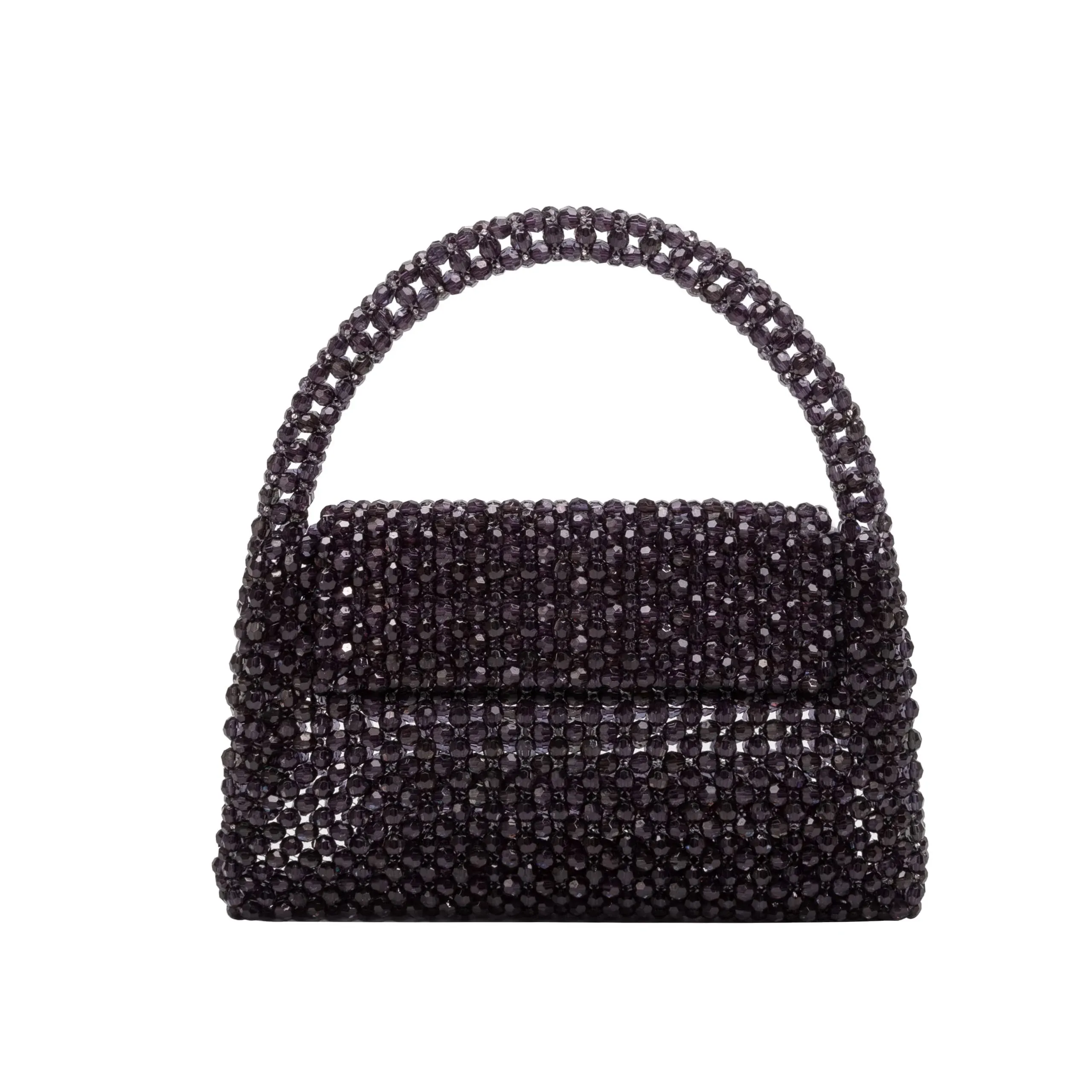 Sherry Black Beaded Top Handle Bag