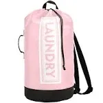 Pink Laundry Backpack Large Heavy Duty Laundry Bag with Adjustable Shoulder Straps Laundry backpack for Traveling Dirty Clothes Organizer for College Students Waterproof