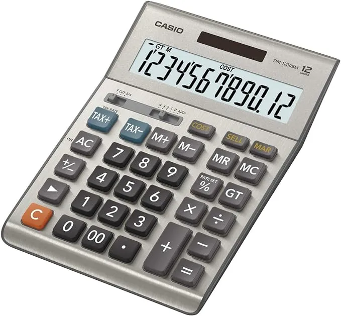 Casio DM1200BM 12-Digit LCD Silver Desktop Calculator