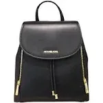 MICHAEL KORS PHOEBE MEDIUM FLAP DRAWSTRING BACKPACK BAG BLACK NON-LEATHER VEGAN