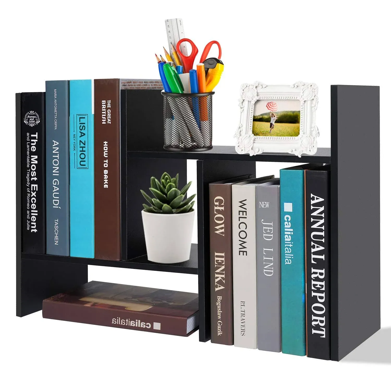 Adjustable Desktop Bookshelf Office Organizer Desk Storage Organizer Display ...