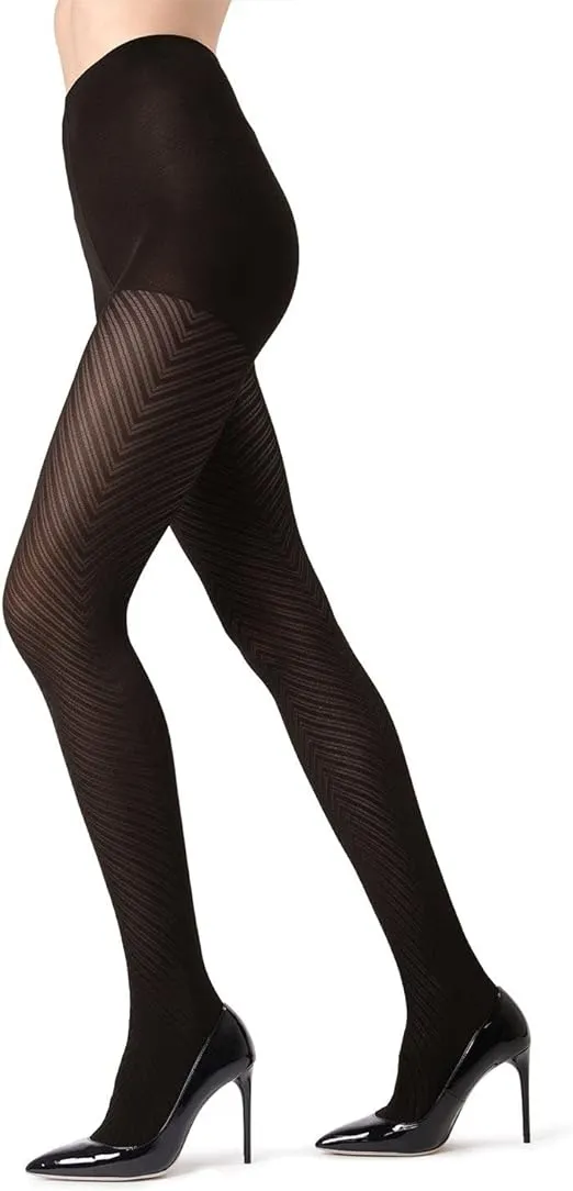 MeMoi Chevron Control-Top Medium-Weight Smoothing Tights