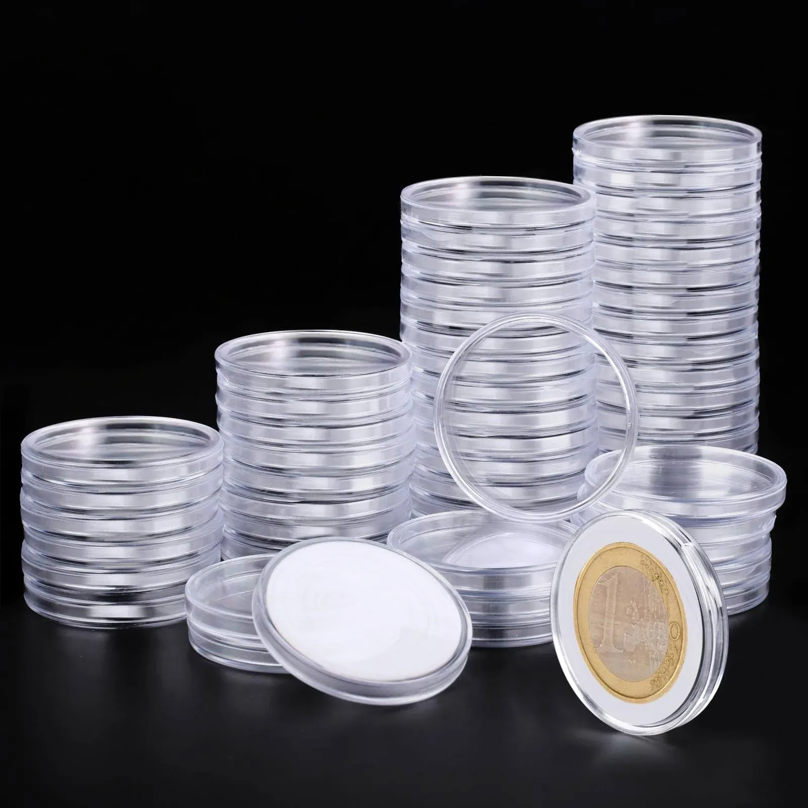 60p Clear Plastic Coin Capsules, Silver Dollar Holder, 40mm 