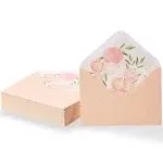 Paper Junkie A1 Invitation Envelopes, Peach with Floral Lining (3.6 x 5.1 in, 50 ...