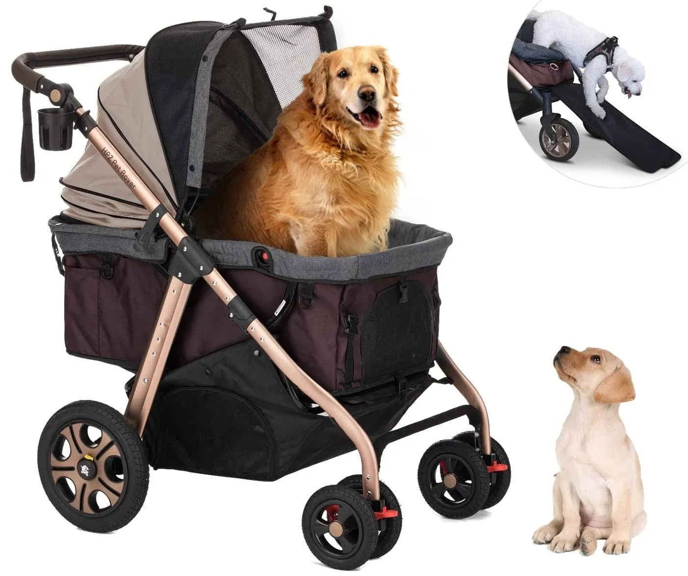 Pet Rover Titan HD Premium Pet Super Size Stroller SUV - Taupe