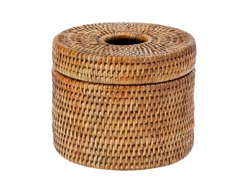 La Jolla Rattan Toilet Paper Roll Cover & Tissue Dispenser, Honey Brown - Tropical - Toilet Paper Holders - by KOUBOO | Houzz