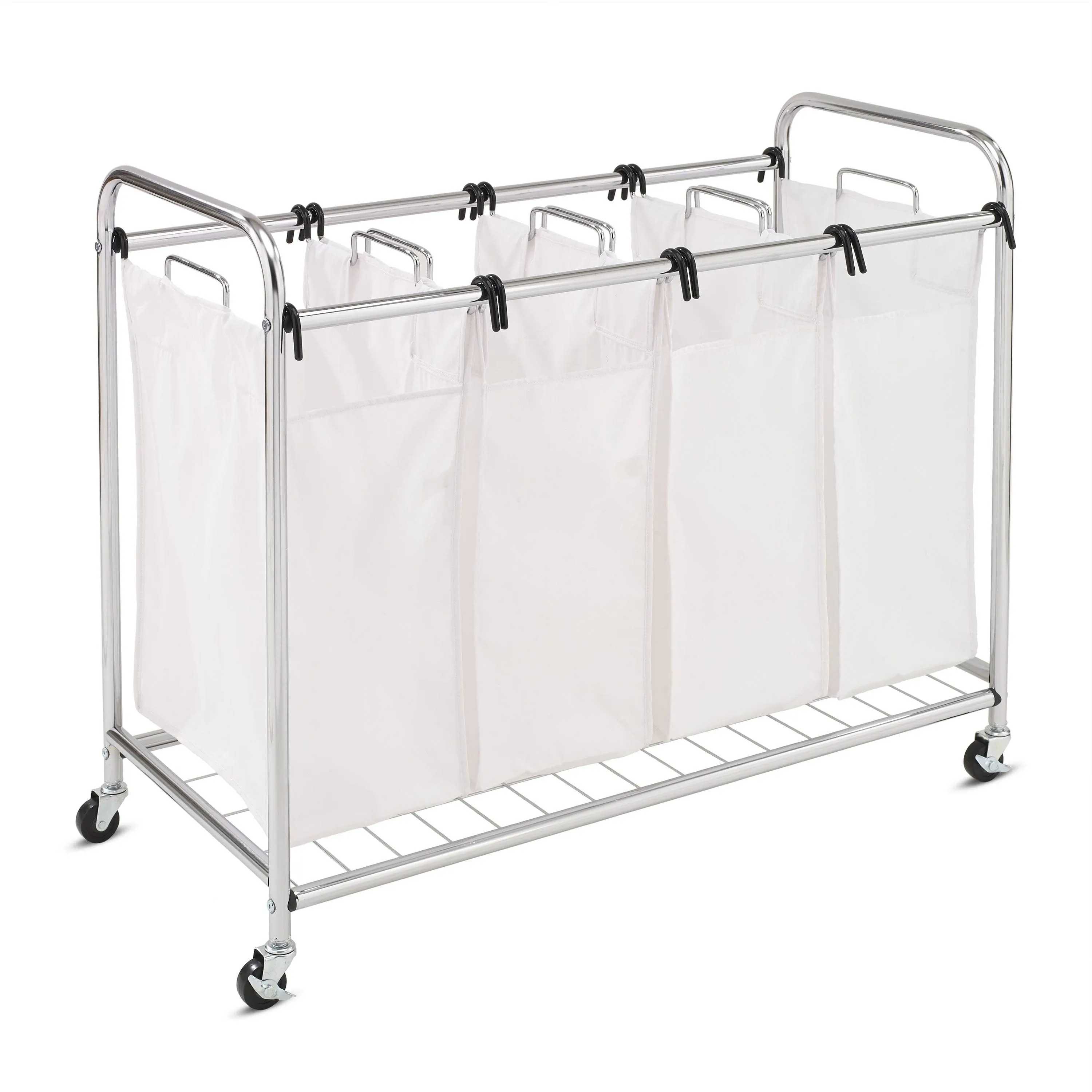  Chrome Quad Laundry Sorter SRT-09453 White 90 lbs