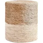 Wimarsbon Ottoman Poufs, 100% Natural Seagrass Pouffe, Hand Weave Round Footstool with Wood Frame, Sitting Braided Footrest, Hom