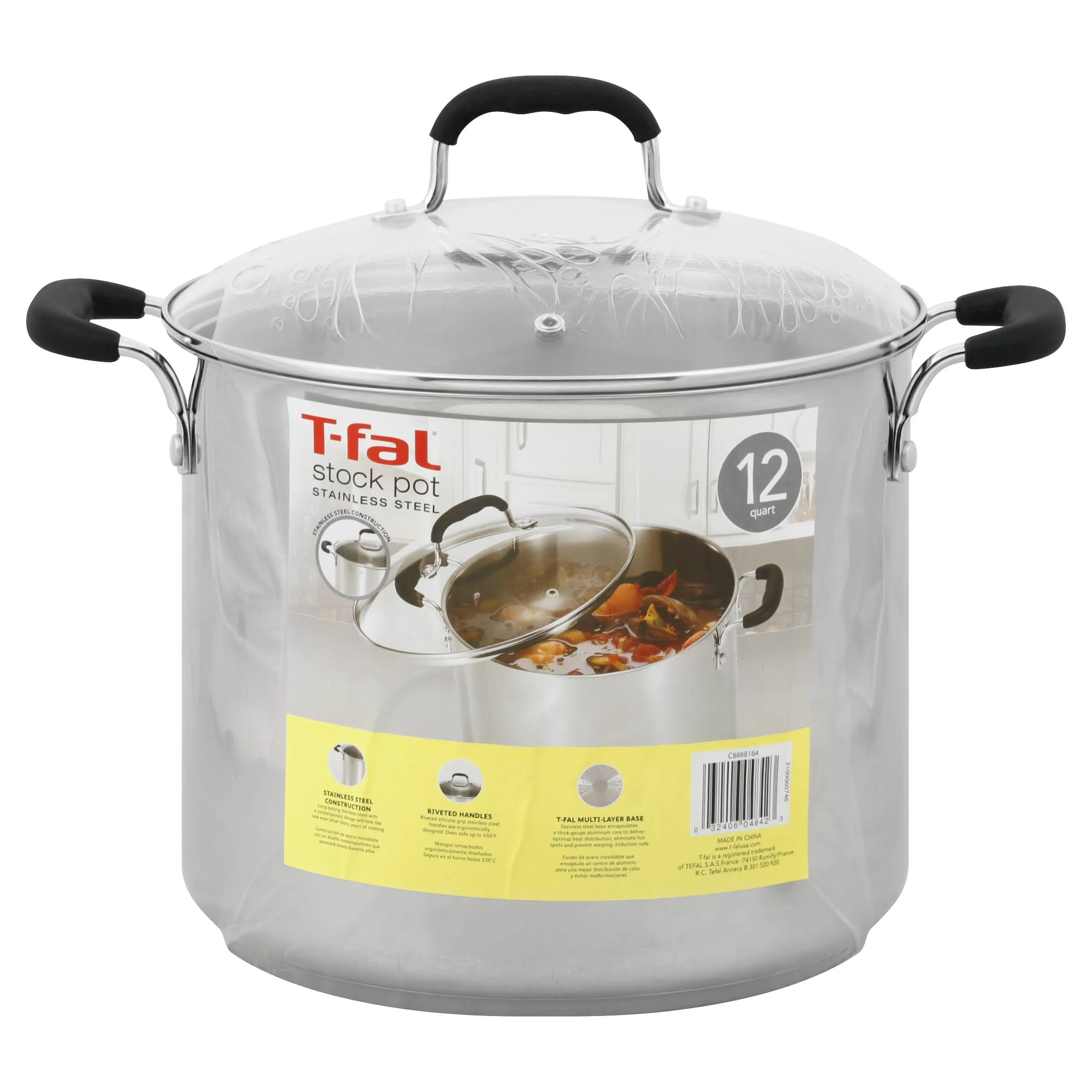 T-Fal Stainless Steel 12 Quart Stock Pot, Sliver