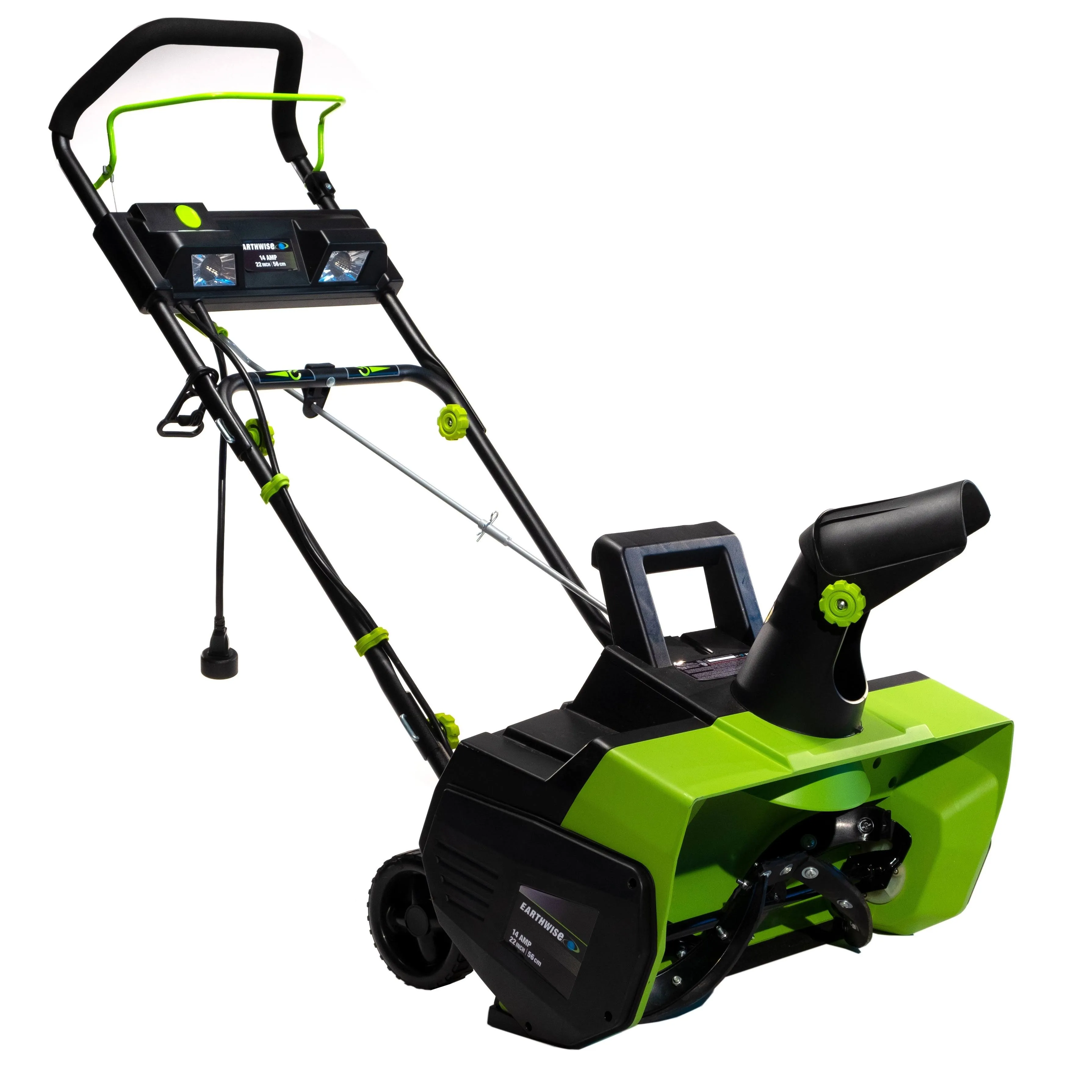 Earthwise SN71022 22" 14-Amp Electric Corded Snow Thrower with LED Lights, Green/Black