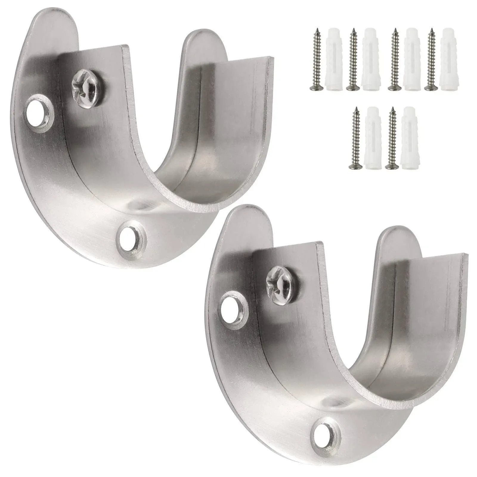 Creatyi Heavy Duty Closet Rod Brackets Closet Shower Rod Bracket Closet Rod Holders Closet Pole Sockets Closet Rod Supports for 1 Inch Rod (2 PCS, Silver)