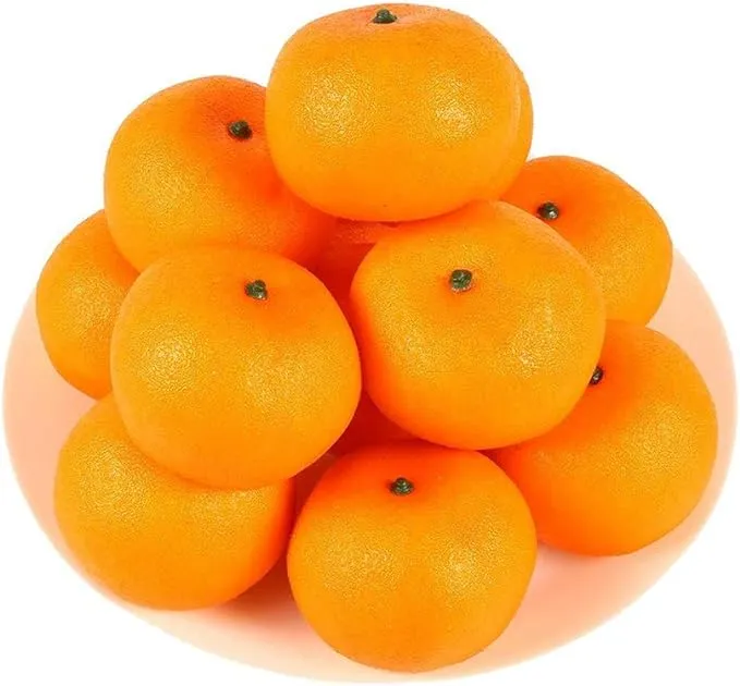 HAKSEN 12 Pcs Artificial Lifelike Simulation Oranges Fake Fruit Home Kitchen Cabinet Decoration