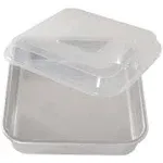 Nordic Ware Natural Aluminum Commercial Square Cake Pan with Lid, Exterior 9.88