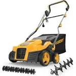 Rock&Rocker 16-Inch 15 Amp Electric Dethatcher Scarifier, 5-Position Height Adjustment, 48.4QT Removable Thatch Bag, Quick-Fold, with Scarifier Blade, Removing Thatch, Lawn Mower's Mate