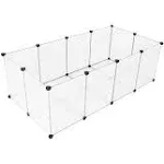 SONGMICS Pet Playpen, Fence Cage with Bottom for Small Animals, White