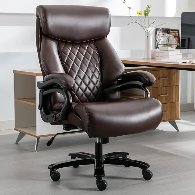 BOWTHY Big and Tall Office Chair 400 Lbs - Executive Leather Swivel Chair with A