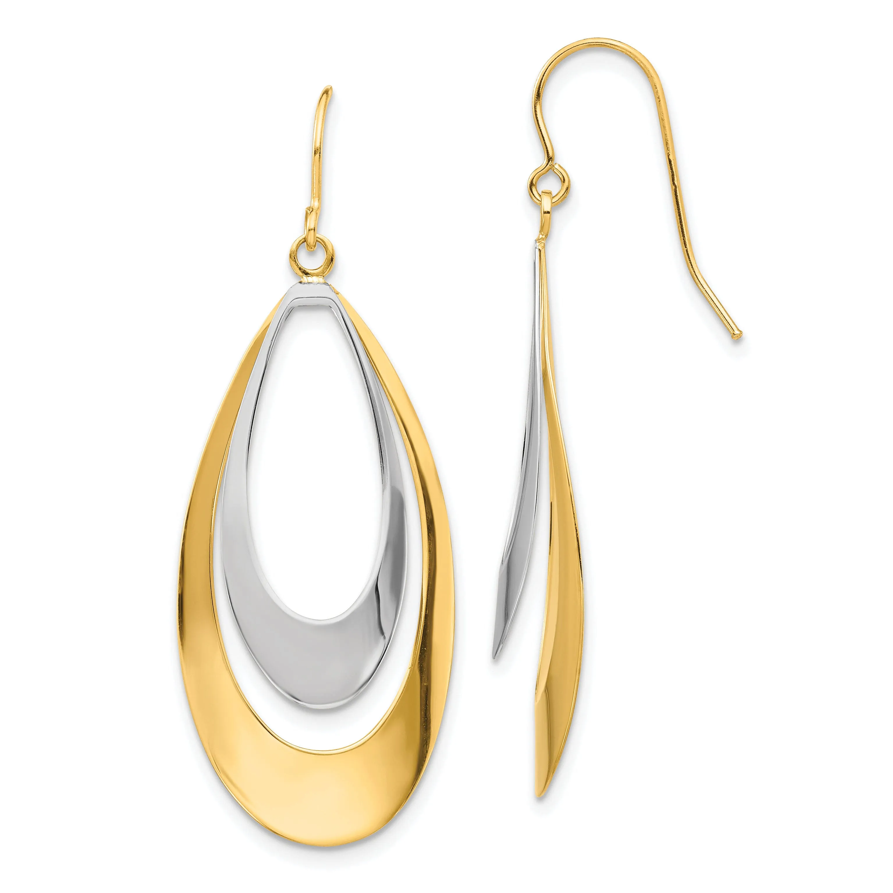 Finest Gold 14K Two-Tone Dangle Earrings