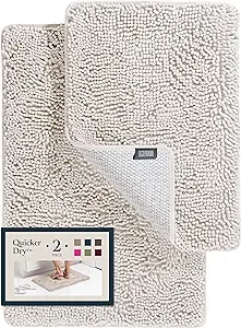 BELADOR Bathroom Rugs Sets 2 Piece Plush Bath Mat Set Quickdry Soft Chenille Bathroom Mat with Rubber Backing Absorbent Bathr