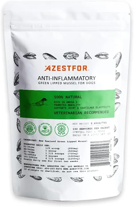 Azestfor Anti-Inflammatory Green Lipped Mussel for Dogs PowderAzestfor Anti-Inflammatory Green Lipped Mussel for Dogs Powder