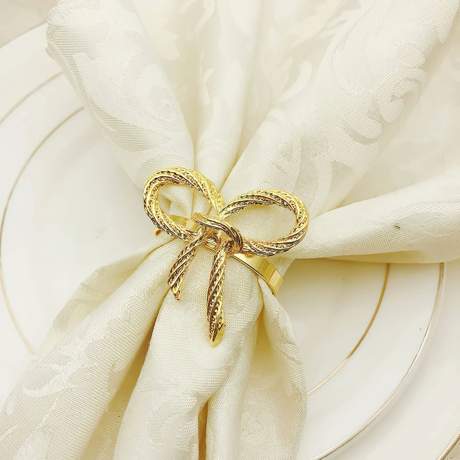 SHIONSON 6pcs Gold Napkin Rings,Metal Butterfly Napkin Holders for Wedding ...