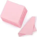 SEVENWELL Jewelry Cleaning Cloth 50pcs Pink Polishing Cloth for Sterling Silver Gold Platinum Small Polish Cloth 8x8mm