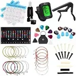 LOMEVE Guitar Accessories Kit Include Acoustic Strings, Tuner, Capo, 3-In-1 Rest