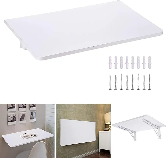 Wall Mounted Floating Folding Writing Table PC Computer Desk Home Office White